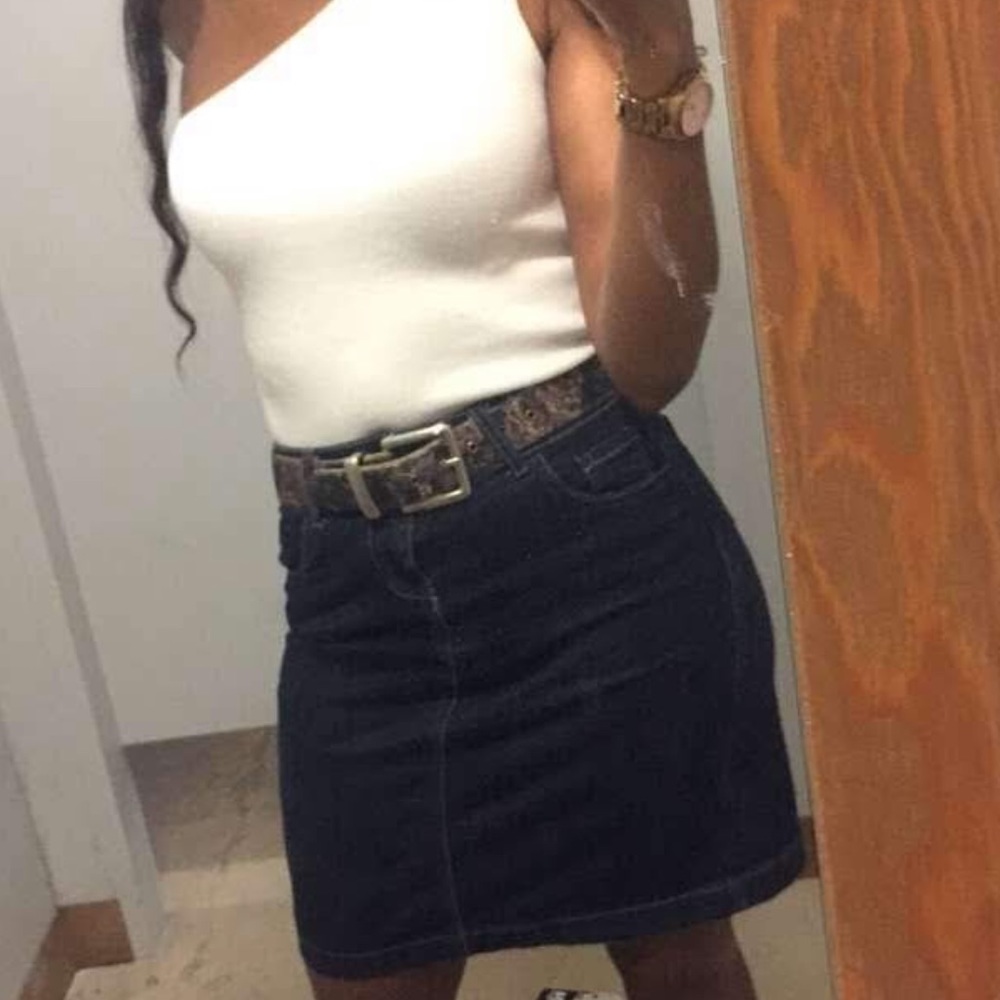 Denim pencil skirt